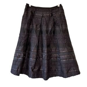 Piazza Sempione Lace Textured Midi Skirt Black Sz 42